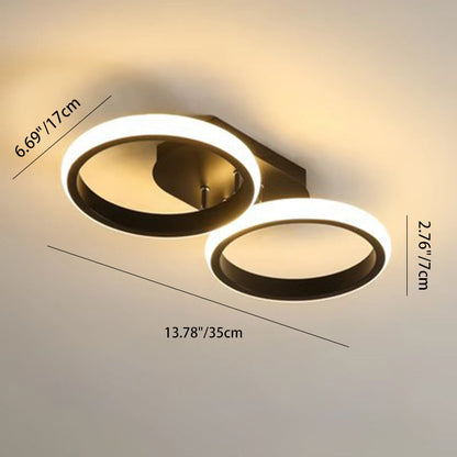 Modern Minimalist Iron Silica Circular Square LED Semi-Flush Mount Ceiling Light For Hallway