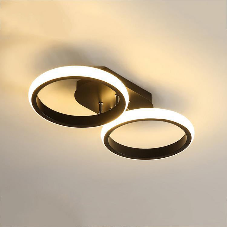 Modern Minimalist Iron Silica Circular Square LED Semi-Flush Mount Ceiling Light For Hallway
