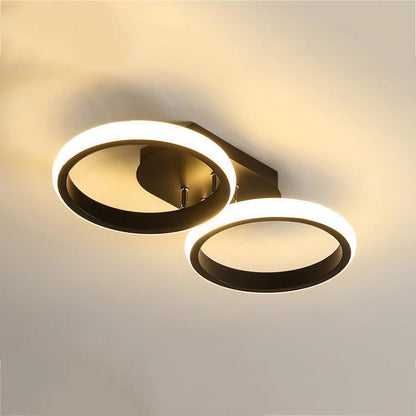 Modern Minimalist Iron Silica Circular Square LED Semi-Flush Mount Ceiling Light For Hallway