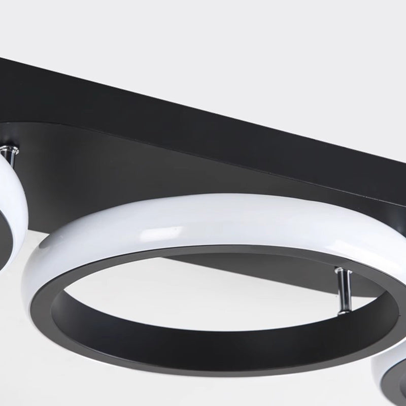 Modern Minimalist Iron Silica Circular Square LED Semi-Flush Mount Ceiling Light For Hallway