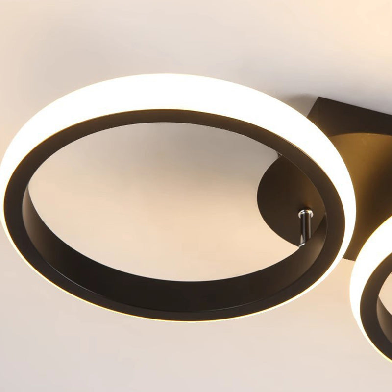 Modern Minimalist Iron Silica Circular Square LED Semi-Flush Mount Ceiling Light For Hallway