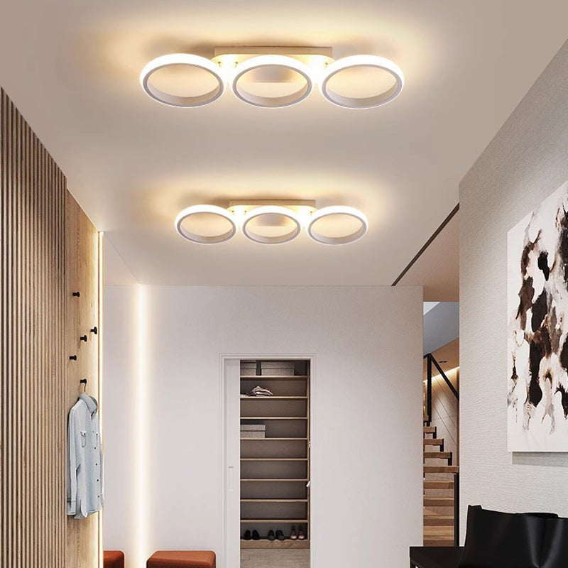 Modern Minimalist Iron Silica Circular Square LED Semi-Flush Mount Ceiling Light For Hallway