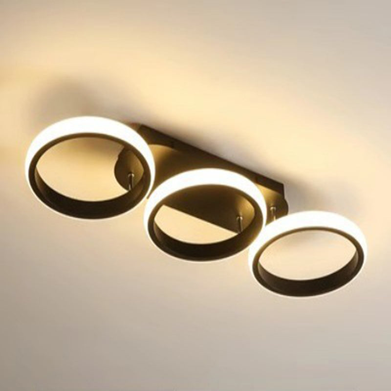 Modern Minimalist Iron Silica Circular Square LED Semi-Flush Mount Ceiling Light For Hallway