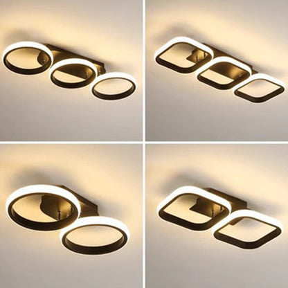 Modern Minimalist Iron Silica Circular Square LED Semi-Flush Mount Ceiling Light For Hallway