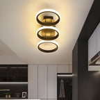 Modern Minimalist Iron Silica Circular Square LED Semi-Flush Mount Ceiling Light For Hallway