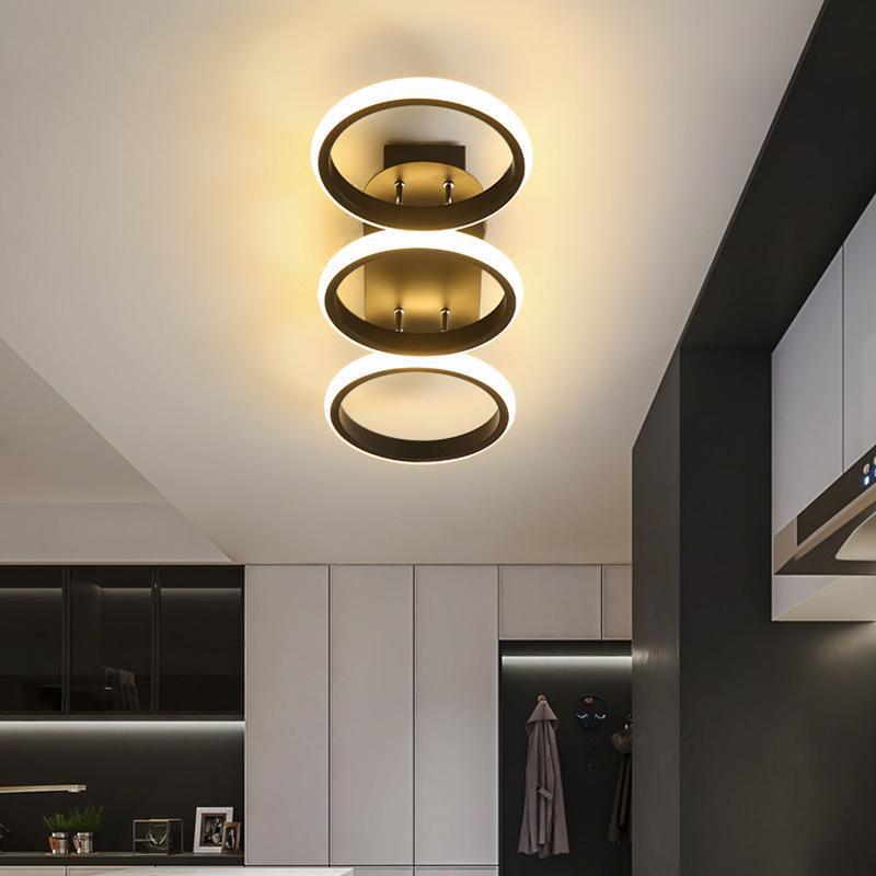 Modern Minimalist Iron Silica Circular Square LED Semi-Flush Mount Ceiling Light For Hallway