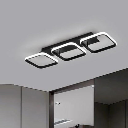Modern Minimalist Iron Silica Circular Square LED Semi-Flush Mount Ceiling Light For Hallway