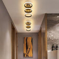 Modern Minimalist Iron Silica Circular Square LED Semi-Flush Mount Ceiling Light For Hallway