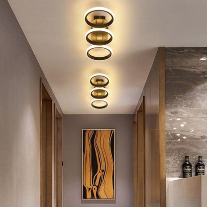 Modern Minimalist Iron Silica Circular Square LED Semi-Flush Mount Ceiling Light For Hallway