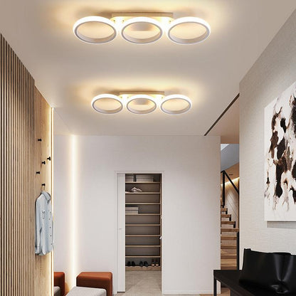 Modern Minimalist Iron Silica Circular Square LED Semi-Flush Mount Ceiling Light For Hallway