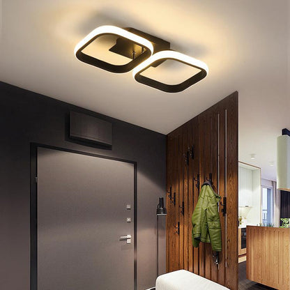Modern Minimalist Iron Silica Circular Square LED Semi-Flush Mount Ceiling Light For Hallway