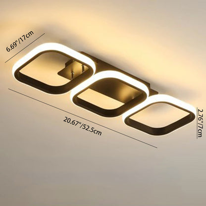 Modern Minimalist Iron Silica Circular Square LED Semi-Flush Mount Ceiling Light For Hallway