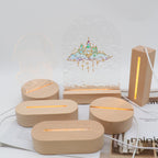 Contemporary Creative Rechargeable Solid Wood Round Rectangular Elliptical LED Table Lamp Night Light For Bedroom Lumendat