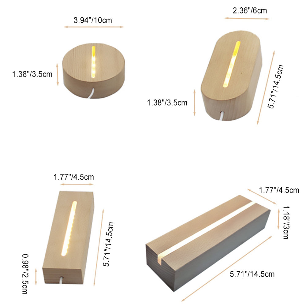 Contemporary Creative Rechargeable Solid Wood Round Rectangular Elliptical LED Table Lamp Night Light For Bedroom Lumendat