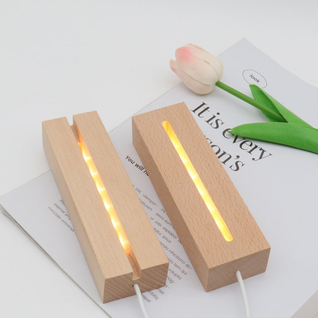 Contemporary Creative Rechargeable Solid Wood Round Rectangular Elliptical LED Table Lamp Night Light For Bedroom Lumendat