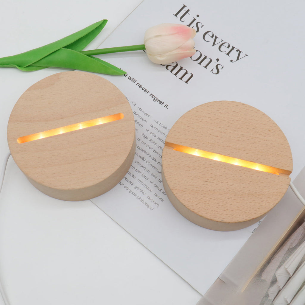 Contemporary Creative Rechargeable Solid Wood Round Rectangular Elliptical LED Table Lamp Night Light For Bedroom Lumendat