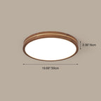 Modern Wooden Slim Walnut Color LED Flush Mount Light BulbSquare