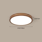 Modern Wooden Slim Walnut Color LED Flush Mount Light BulbSquare