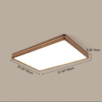 Modern Wooden Slim Walnut Color LED Flush Mount Light BulbSquare