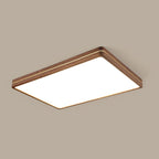 Modern Wooden Slim Walnut Color LED Flush Mount Light BulbSquare