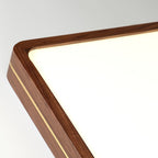 Modern Wooden Slim Walnut Color LED Flush Mount Light BulbSquare