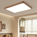 Modern Wooden Slim Walnut Color LED Flush Mount Light BulbSquare