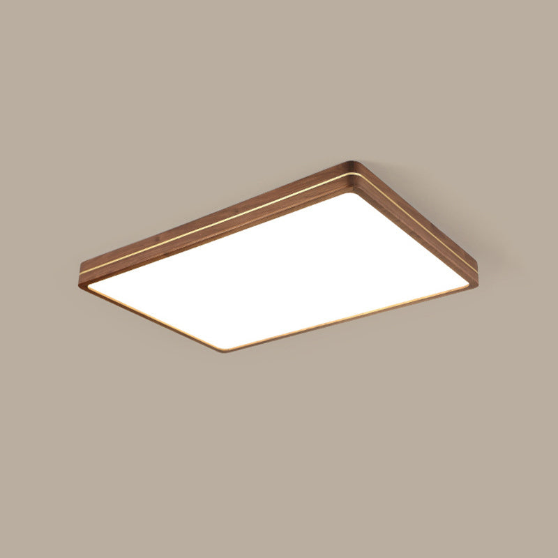 Modern Wooden Slim Walnut Color LED Flush Mount Light