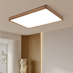 Modern Wooden Slim Walnut Color LED Flush Mount Light BulbSquare