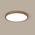 Modern Wooden Slim Walnut Color LED Flush Mount Light BulbSquare