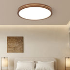 Modern Wooden Slim Walnut Color LED Flush Mount Light BulbSquare