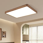 Modern Wooden Slim Walnut Color LED Flush Mount Light BulbSquare