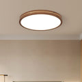 Modern Wooden Slim Walnut Color LED Flush Mount Light BulbSquare