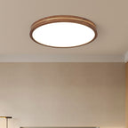 Modern Wooden Slim Walnut Color LED Flush Mount Light BulbSquare