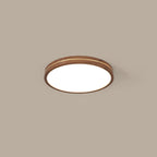 Modern Wooden Slim Walnut Color LED Flush Mount Light BulbSquare