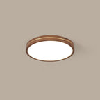Modern Wooden Slim Walnut Color LED Flush Mount Light BulbSquare