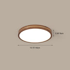 Modern Wooden Slim Walnut Color LED Flush Mount Light BulbSquare