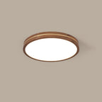 Modern Wooden Slim Walnut Color LED Flush Mount Light BulbSquare