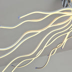 Contemporary Creative Wave Long Aluminum Acrylic LED Semi-flush Mount Ceiling Light for Living Room