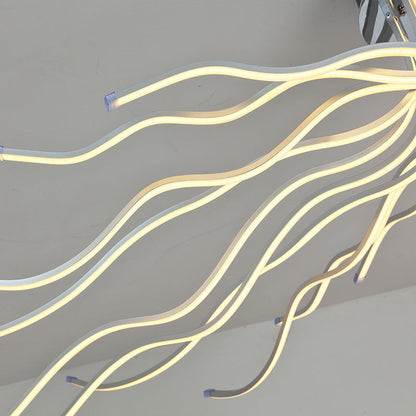 Contemporary Creative Wave Long Aluminum Acrylic LED Semi-flush Mount Ceiling Light for Living Room