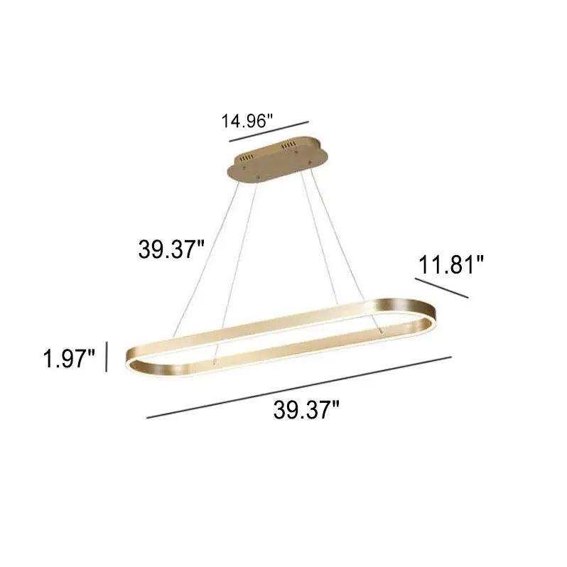 Modern Minimalist Light Luxury Oval Aluminum LED Chandelier BulbSquare