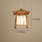 Japanese Rustic Vintage Bamboo Weaving 1-light Pendant Light BulbSquare