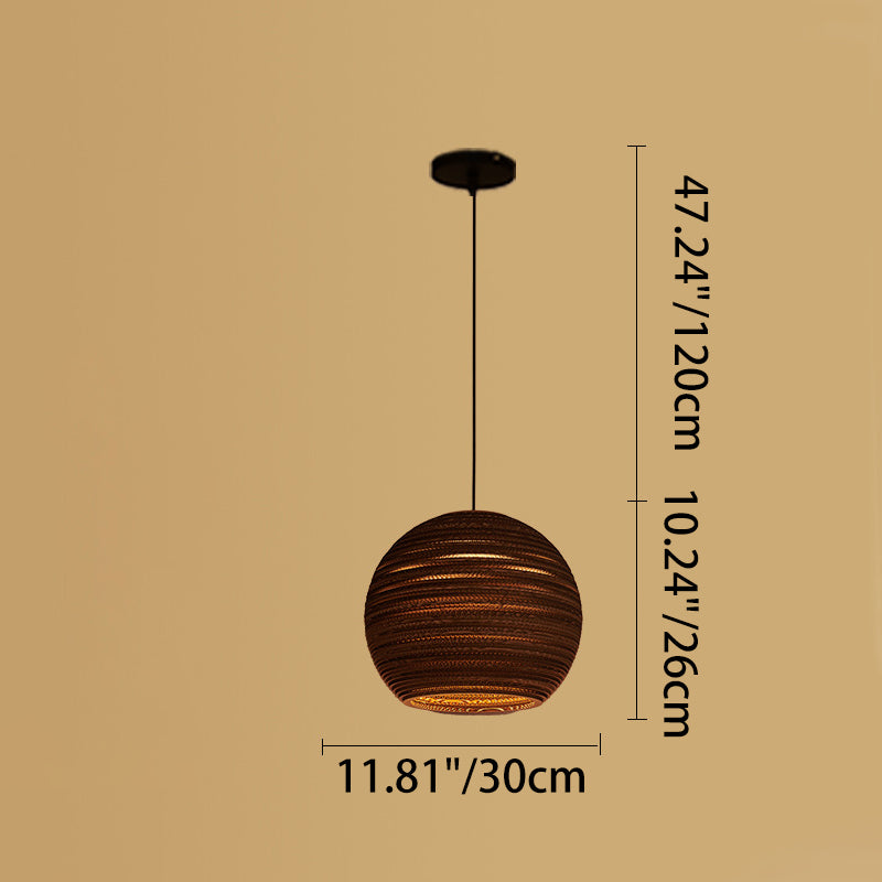 Contemporary Retro Paper Elliptic Spherical Bell Trapezoid Semicircle Polygonal 1-light Pendant Light for Dining Room