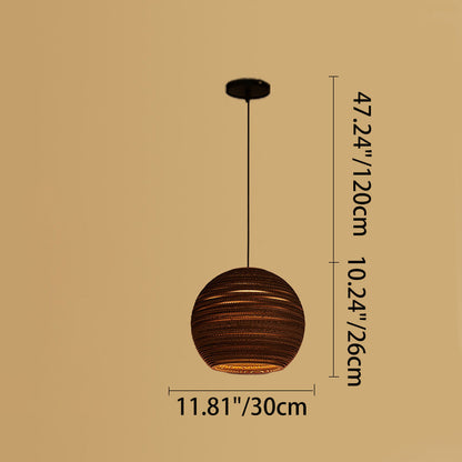 Contemporary Retro Paper Elliptic Spherical Bell Trapezoid Semicircle Polygonal 1-light Pendant Light for Dining Room