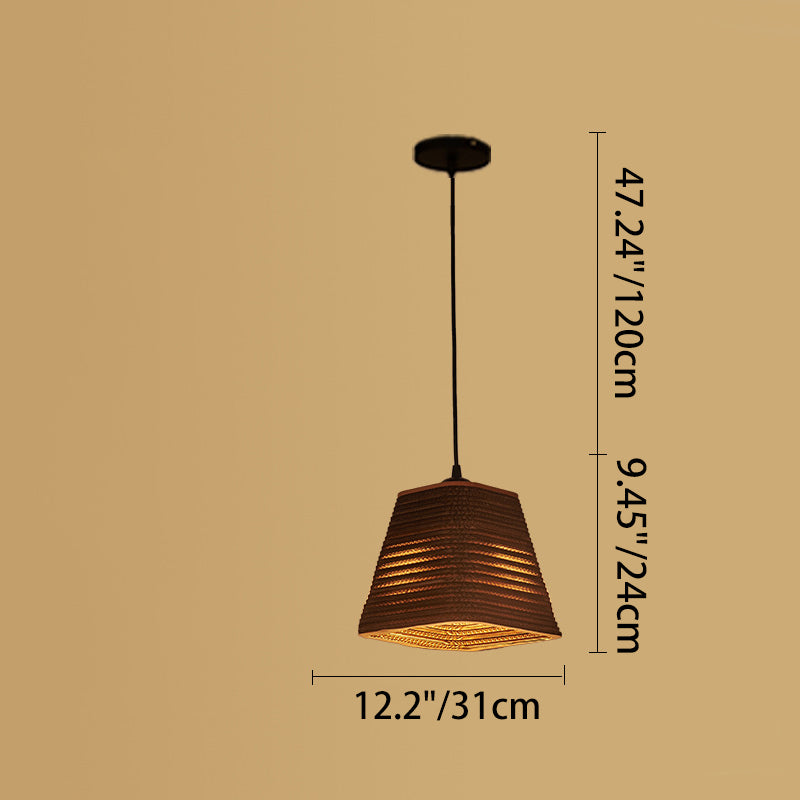 Contemporary Retro Paper Elliptic Spherical Bell Trapezoid Semicircle Polygonal 1-light Pendant Light for Dining Room