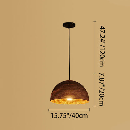 Contemporary Retro Paper Elliptic Spherical Bell Trapezoid Semicircle Polygonal 1-light Pendant Light for Dining Room