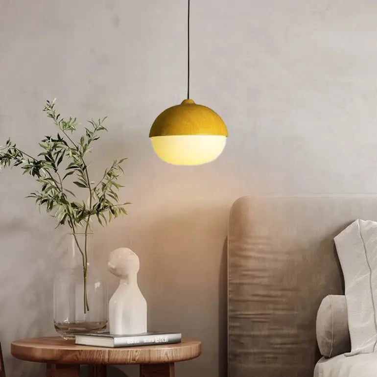 Modern Beige Nut 1-light Globe Pendant Light BulbSquare