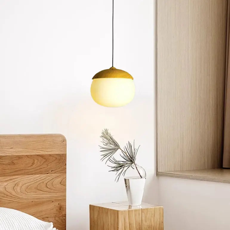 Modern Beige Nut 1-light Globe Pendant Light BulbSquare