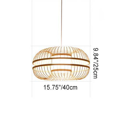 Japanese Element Bamboo Drum 1-light Pendant Light
