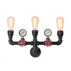 Industrial Retro Creative Metal Pipe 2/3 Light Wall Sconce Lamps