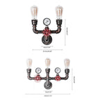 Industrial Retro Creative Metal Pipe 2/3 Light Wall Sconce Lamps